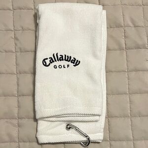 Callaway White Tri Fold Golf Towel with Clip